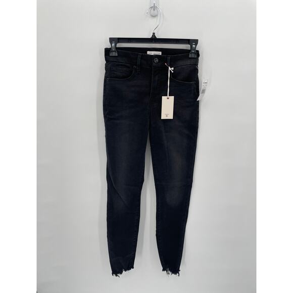 GOOD AMERICAN NWT  Black Wash Good Legs Step Fray Hem Denim Jeans // 0 - Picture 2 of 9